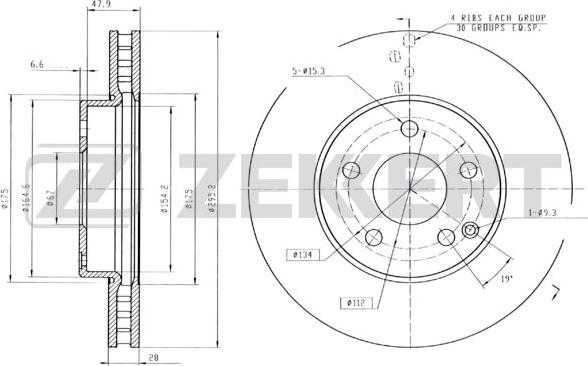 Zekkert BS-5792B - Тормозной диск autospares.lv