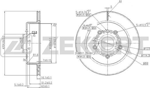 Zekkert BS-5738 - Тормозной диск autospares.lv