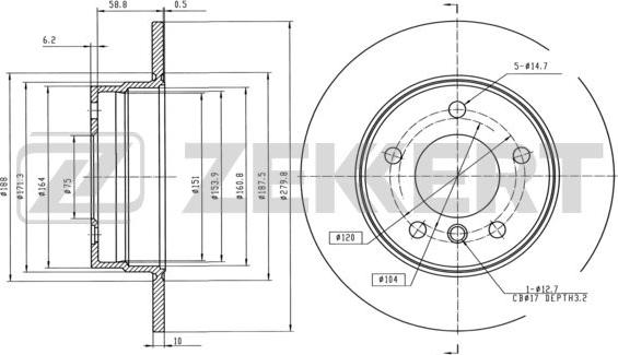 Zekkert BS-5775 - Тормозной диск autospares.lv