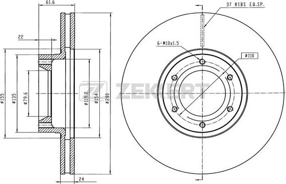 Zekkert BS-6458 - Тормозной диск autospares.lv