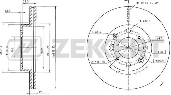 Zekkert BS-6430 - Тормозной диск autospares.lv