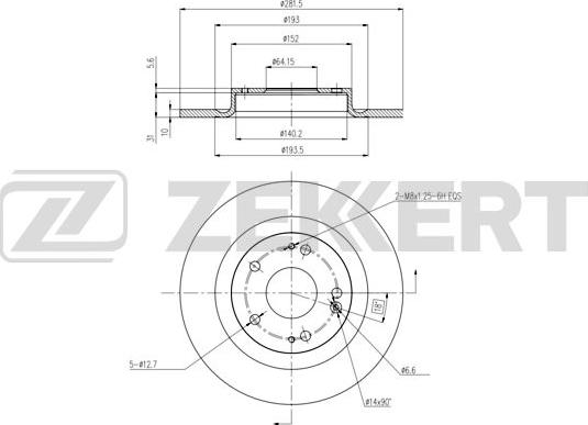 Zekkert BS-6437 - Тормозной диск autospares.lv