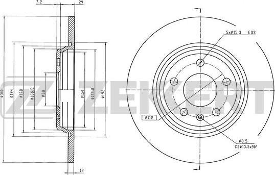 Zekkert BS-6595 - Тормозной диск autospares.lv