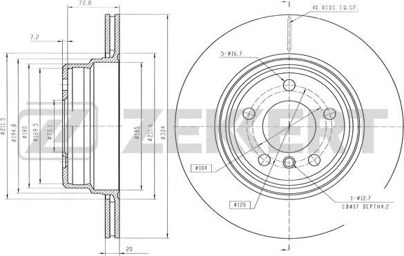 Zekkert BS-6591 - Тормозной диск autospares.lv