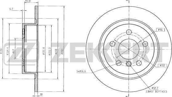 Zekkert BS-6597 - Тормозной диск autospares.lv