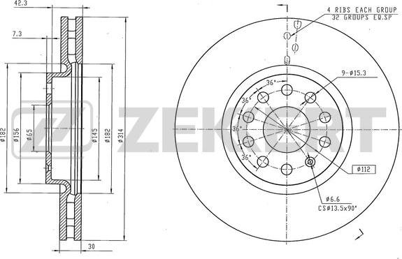 Zekkert BS-6555 - Тормозной диск autospares.lv