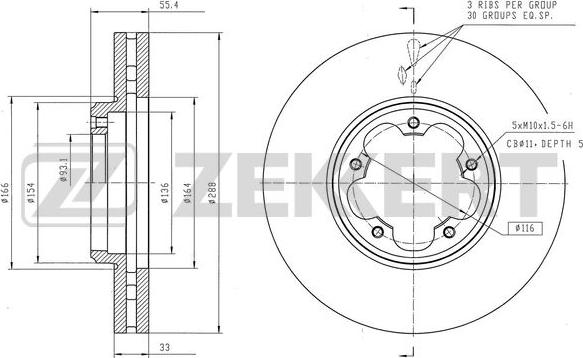 Zekkert BS-6553 - Тормозной диск autospares.lv