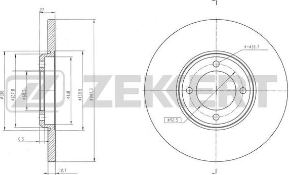 Zekkert BS-6565 - Тормозной диск autospares.lv