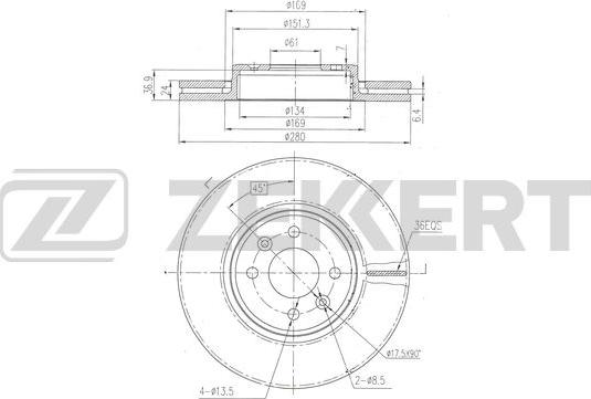 Zekkert BS-6521 - Тормозной диск autospares.lv