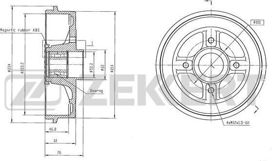 Zekkert BS-6612 - Тормозной барабан autospares.lv