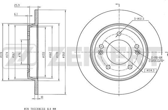 Zekkert BS-6617 - Тормозной диск autospares.lv