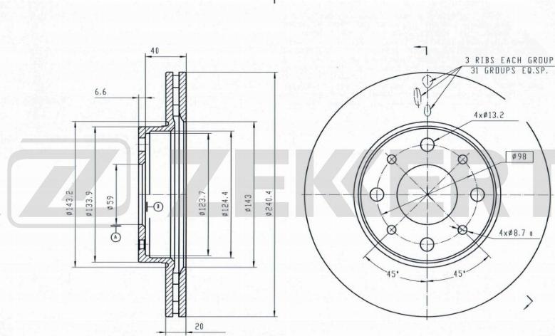 Zekkert BS-6629 - Тормозной диск autospares.lv