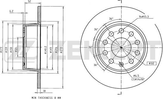 Zekkert BS-6623 - Тормозной диск autospares.lv