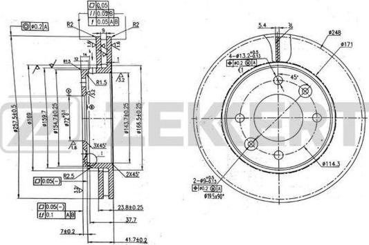 Zekkert BS-6045 - Тормозной диск autospares.lv