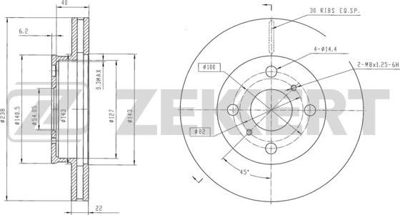 Zekkert BS-6050 - Тормозной диск autospares.lv