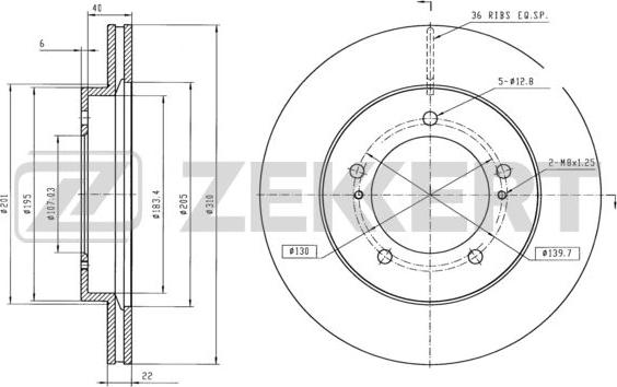 Zekkert BS-6058 - Тормозной диск autospares.lv