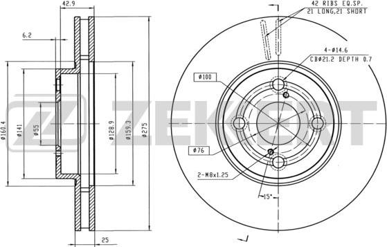 Zekkert BS-6057 - Тормозной диск autospares.lv