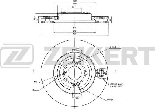 Zekkert BS-6008B - Тормозной диск autospares.lv