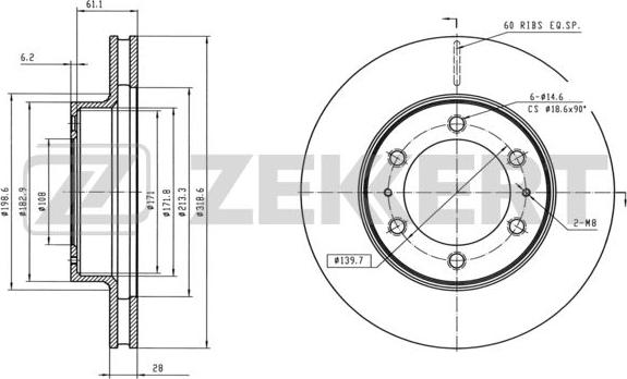 Zekkert BS-6082 - Тормозной диск autospares.lv