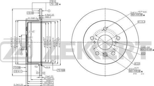 Zekkert BS-6087 - Тормозной диск autospares.lv