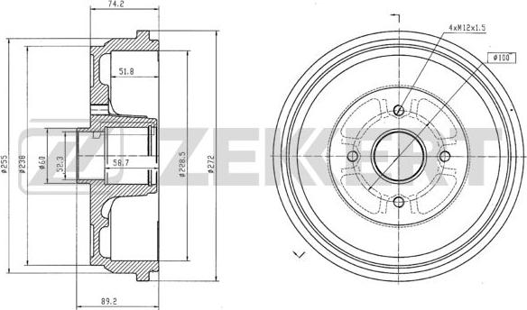 Zekkert BS-6035 - Тормозной барабан autospares.lv