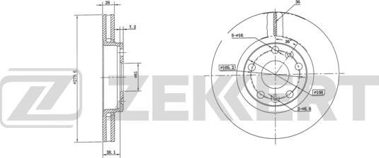 Zekkert BS-6024 - Тормозной диск autospares.lv