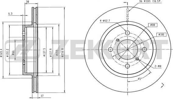 Zekkert BS-6079 - Тормозной диск autospares.lv