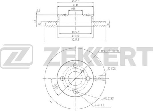 Zekkert BS-6071 - Тормозной диск autospares.lv