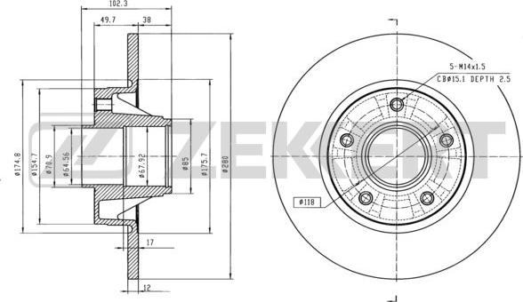 Zekkert BS-6072 - Тормозной диск autospares.lv