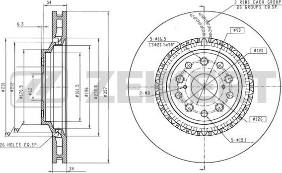 Zekkert BS-6148 - Тормозной диск autospares.lv