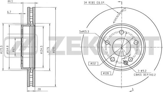 Zekkert BS-6159 - Тормозной диск autospares.lv