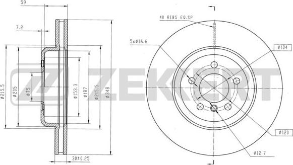 Zekkert BS-6160B - Тормозной диск autospares.lv