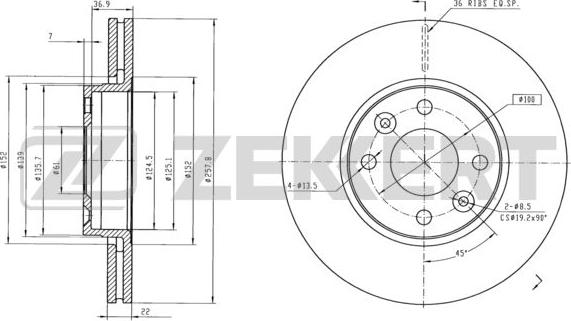 Zekkert BS-6115 - Тормозной диск autospares.lv