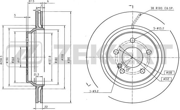 Zekkert BS-6126B - Тормозной диск autospares.lv