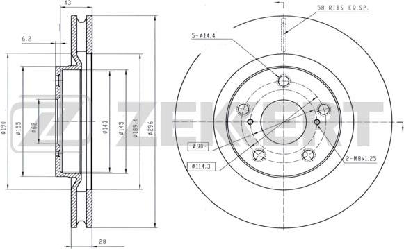 Zekkert BS-6307 - Тормозной диск autospares.lv