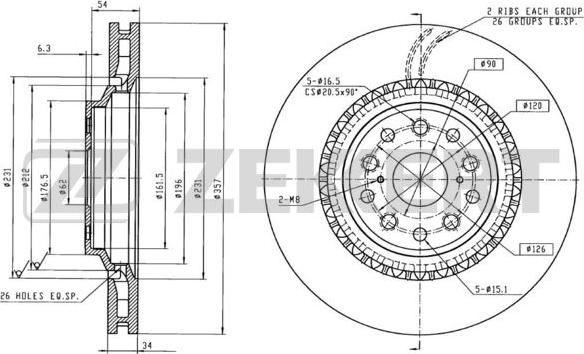 Zekkert BS-6296 - Тормозной диск autospares.lv