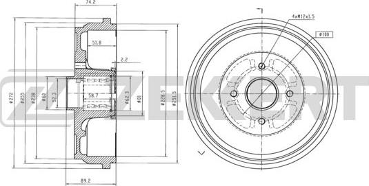 Zekkert BS-6265 - Тормозной барабан autospares.lv