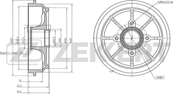 Zekkert BS-6267 - Тормозной барабан autospares.lv