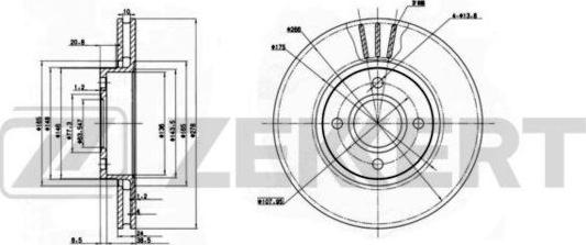 Zekkert BS-6238 - Тормозной диск autospares.lv