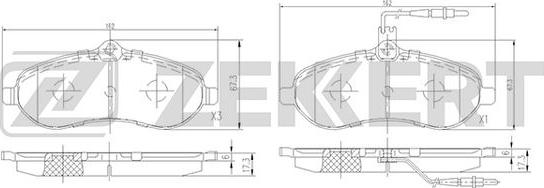 Zekkert BS-1943 - Тормозные колодки, дисковые, комплект autospares.lv