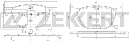 Zekkert BS-1947 - Тормозные колодки, дисковые, комплект autospares.lv