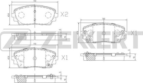 Zekkert BS-1956 - Тормозные колодки, дисковые, комплект autospares.lv