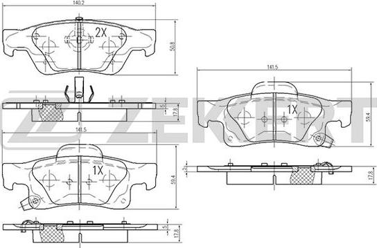 Zekkert BS-1950 - Тормозные колодки, дисковые, комплект autospares.lv