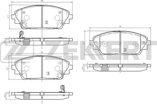 Zekkert BS-1968 - Тормозные колодки, дисковые, комплект autospares.lv