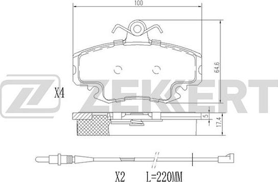 Zekkert BS-1482 - Тормозные колодки, дисковые, комплект autospares.lv