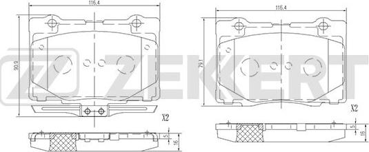 Zekkert BS-1515 - Тормозные колодки, дисковые, комплект autospares.lv