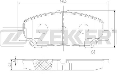 Zekkert BS-1513 - Тормозные колодки, дисковые, комплект autospares.lv