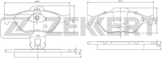 Zekkert BS-1652 - Тормозные колодки, дисковые, комплект autospares.lv