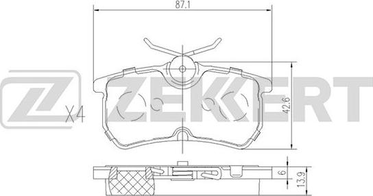 Zekkert BS-1662 - Тормозные колодки, дисковые, комплект autospares.lv