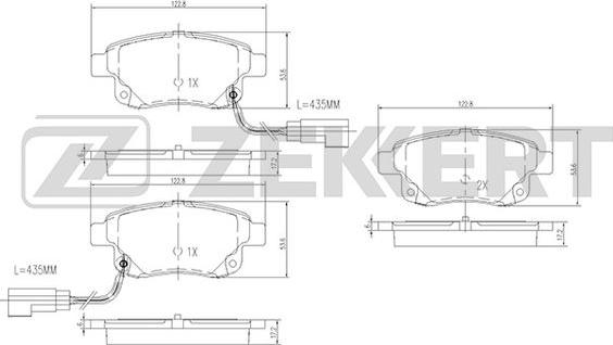 Zekkert BS-1682 - Тормозные колодки, дисковые, комплект autospares.lv